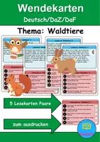 Vorschau - Spiele - Wendekarten/Lesekarten Tiere im Wald - DaZ/DaF, Deutsch - Deckblatt
