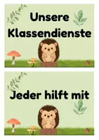 Vorschau - Bildkarten - Klassendienste für deine Igelklasse zur Einschulung - Seite 1