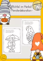 Vorschau - Mal- und Bastelvorlagen - Wichtel Herbst Fensterbilder Öltrick Kunst Fensterdeko - Deckblatt