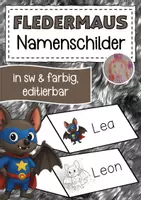 Vorschau - Mal- und Bastelvorlagen - Fledermausklasse Namenschilder im Superheldenstil - Deckblatt