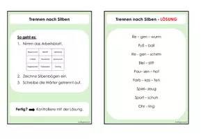 Vorschau - Stundenentwürfe - Wörter trennen (Trennungsregeln) - Tafelmaterial & Übungskartei - Seite 1