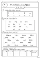 Vorschau - Arbeitsblätter - Wochenlesehausaufgaben (differenziert)+ Silbenschrift - Seite 1
