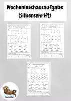 Vorschau - Arbeitsblätter - Wochenlesehausaufgaben (differenziert)+ Silbenschrift - Deckblatt