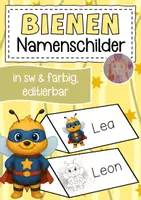 Vorschau - Mal- und Bastelvorlagen - Bienenklasse Namenschilder im Superheldenstil - Deckblatt
