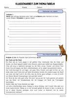 Vorschau - Klassenarbeiten - Klassenarbeit Fabeln erschließen (inkl. Musterlösung, Bewertungsvorschlag und Bewertungsbogen) - Seite 1