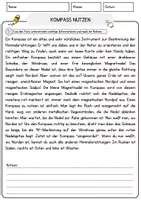 Vorschau - Arbeitsblätter - Kompass nutzen Arbeitsblätter mit Fragen + Lösungen Leseverstehen und Wortschatz - Seite 1