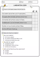 Vorschau - Arbeitsblätter - Landkarten lesen Arbeitsblätter mit Fragen + Lösungen Leseverstehen und Wortschatz - Seite 2