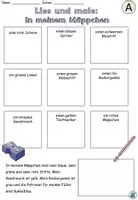 Vorschau - Arbeitsblätter - Lies und male "In meinem Mäppchen" Schulsachen - DaZ / DaF / Deutsch - Seite 1