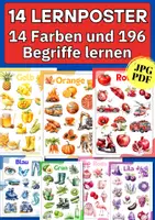 Vorschau - Poster - Farben lernen mit 14 Postern – Sprachförderung für DAZ/DAF-Kinder mit klaren Bildkarten - Deckblatt
