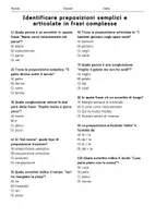 anteprima - Quiz - Identificare preposizioni semplici e articolate in frasi complesse - Quiz - Pagina 1