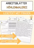 Vorschau - Arbeitsblätter - Höhlenmalerei Arbeitsblätter mit Fragen + Lösungen AB - Deckblatt