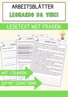 Vorschau - Arbeitsblätter - Leonardo da Vinci Arbeitsblätter mit Fragen + Lösungen AB - Deckblatt