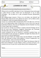 Vorschau - Arbeitsblätter - Leonardo da Vinci Arbeitsblätter mit Fragen + Lösungen AB - Seite 1