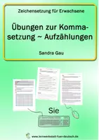 Vorschau - Unterrichtsreihen - Übungen zur Kommasetzung - Aufzählungen (Sie) - Deckblatt