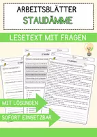 Vorschau - Arbeitsblätter - Staudämme Arbeitsblätter mit Fragen + Lösungen AB - Deckblatt