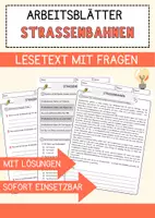 Vorschau - Arbeitsblätter - Straßenbahnen Arbeitsblätter mit Fragen + Lösungen AB - Deckblatt