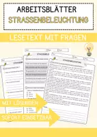 Vorschau - Arbeitsblätter - Straßenbeleuchtung Arbeitsblätter mit Fragen + Lösungen AB - Deckblatt