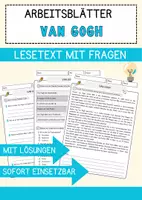 Vorschau - Arbeitsblätter - Van Gogh Arbeitsblätter mit Fragen + Lösungen AB - Deckblatt