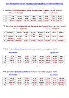 Vorschau - Arbeitsblätter - Flächeninhalt von Rechteck und Quadrat (Anwendung der Formel) - Seite 2