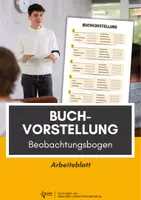 Vorschau - Arbeitsblätter - Buchvorstellung: Beobachtungsbogen - Deckblatt