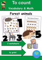 Vorschau - Arbeitsblätter - Forest animals | Zählen / Count - auf Englisch “How many?” - Deckblatt