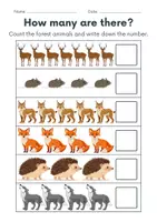 Vorschau - Arbeitsblätter - Forest animals | Zählen / Count - auf Englisch “How many?” - Seite 2