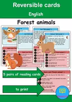 Vorschau - Spiele - reading task cards: Forest animals - Englisch (Wendekarten) - Deckblatt