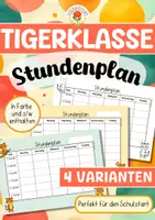 Vorschau - Arbeitsblätter - Tigerklasse - Stundenplan - Deckblatt