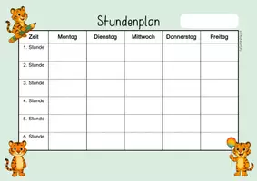 Vorschau - Arbeitsblätter - Tigerklasse - Stundenplan - Seite 1