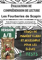 Aperçu - Tests - 📘 3 évaluations de lecture sur «Les Fourberies de Scapin» de Molière (versions A/B) – pour un contrôle ciblé acte par acte en classe - Page de couverture