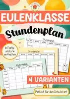 Vorschau - Arbeitsblätter - Eulenklasse - Stundenplan - Deckblatt