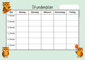 Vorschau - Arbeitsblätter - Eulenklasse - Stundenplan - Seite 1