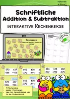 Vorschau - Spiele - Rechenkekse - interaktives Lernspiel – Schriftliche Addition & Subtraktion im ZR 1000 - Deckblatt