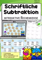 Vorschau - Arbeitsblätter - Rechenkekse – interaktives Lernspiel - Schriftliche Subtraktion ZR 1000 - Deckblatt