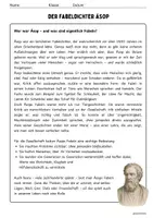 Vorschau - Arbeitsblätter - Wer war Äsop? Thema: Fabeln (inkl. Musterlösung) - Seite 1