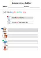 Vorschau - Arbeitsblätter - Unbestimmte Artikel - Deckblatt