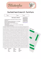 Vorschau - Arbeitsblätter - Suchsel/word search: furniture - Deckblatt