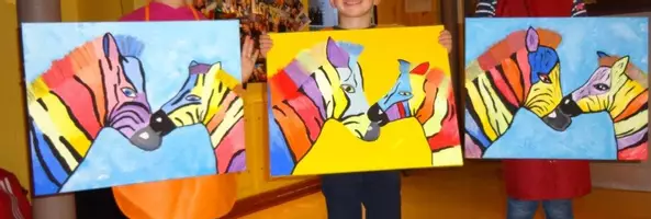 Vorschau - Mal- und Bastelvorlagen - Kunterbunte Zebras - Farbgestaltung Kunst - Deckblatt