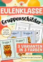 Vorschau - Stationenlernen - Eulenklasse - Gruppenschilder - Deckblatt