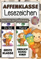 Vorschau - Mal- und Bastelvorlagen - Affenklasse Lesezeichen als Geschenk zur Einschulung - Deckblatt