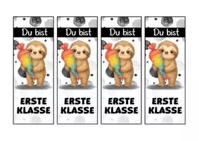 Vorschau - Mal- und Bastelvorlagen - Faultierklasse Lesezeichen als Geschenk zur Einschulung - Seite 2