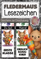Vorschau - Mal- und Bastelvorlagen - Fledermausklasse Lesezeichen als Geschenk zur Einschulung - Deckblatt