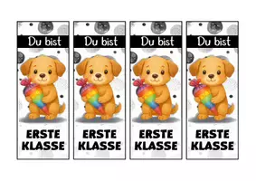 Vorschau - Mal- und Bastelvorlagen - Hundeklasse Lesezeichen als Geschenk zur Einschulung - Seite 2