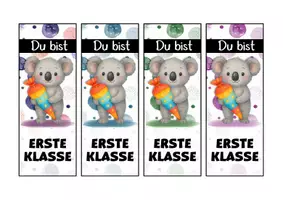 Vorschau - Mal- und Bastelvorlagen - Koalaklasse Lesezeichen als Geschenk zur Einschulung - Seite 1