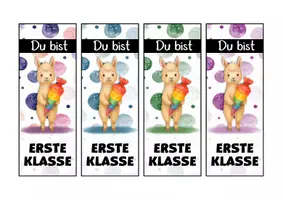 Vorschau - Mal- und Bastelvorlagen - Lamaklasse Lesezeichen als Geschenk zur Einschulung - Seite 1