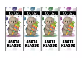 Vorschau - Mal- und Bastelvorlagen - Robbenklasse Lesezeichen als Geschenk zur Einschulung - Seite 1