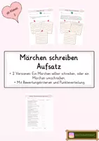 Vorschau - Klassenarbeiten - Märchen schreiben Aufsatz - Deckblatt