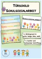 Vorschau - Bildkarten - Schulsozialarbeit Grundschule: Vorlage als Türschild - Deckblatt