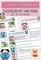 Vorschau - Arbeitsblätter - FREEBIE Klettmappen "Schulbeginn mit Hund Bruno": Zuordnung Bild-Wort/Satz/Text - Deckblatt