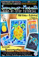 Vorschau - Mal- und Bastelvorlagen - Kunstprojekt Sommer-Mosaik, Wasserfarben-Kunst für Herbst & Schulstart | Kunst Klasse 3, 4, 5, 6 | Ideal für Vertretungsstunden & fachfremden Kunstunterricht - Deckblatt